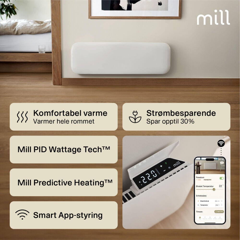 Mill Invisible Smart WiFi panellist 500W Gen. 4