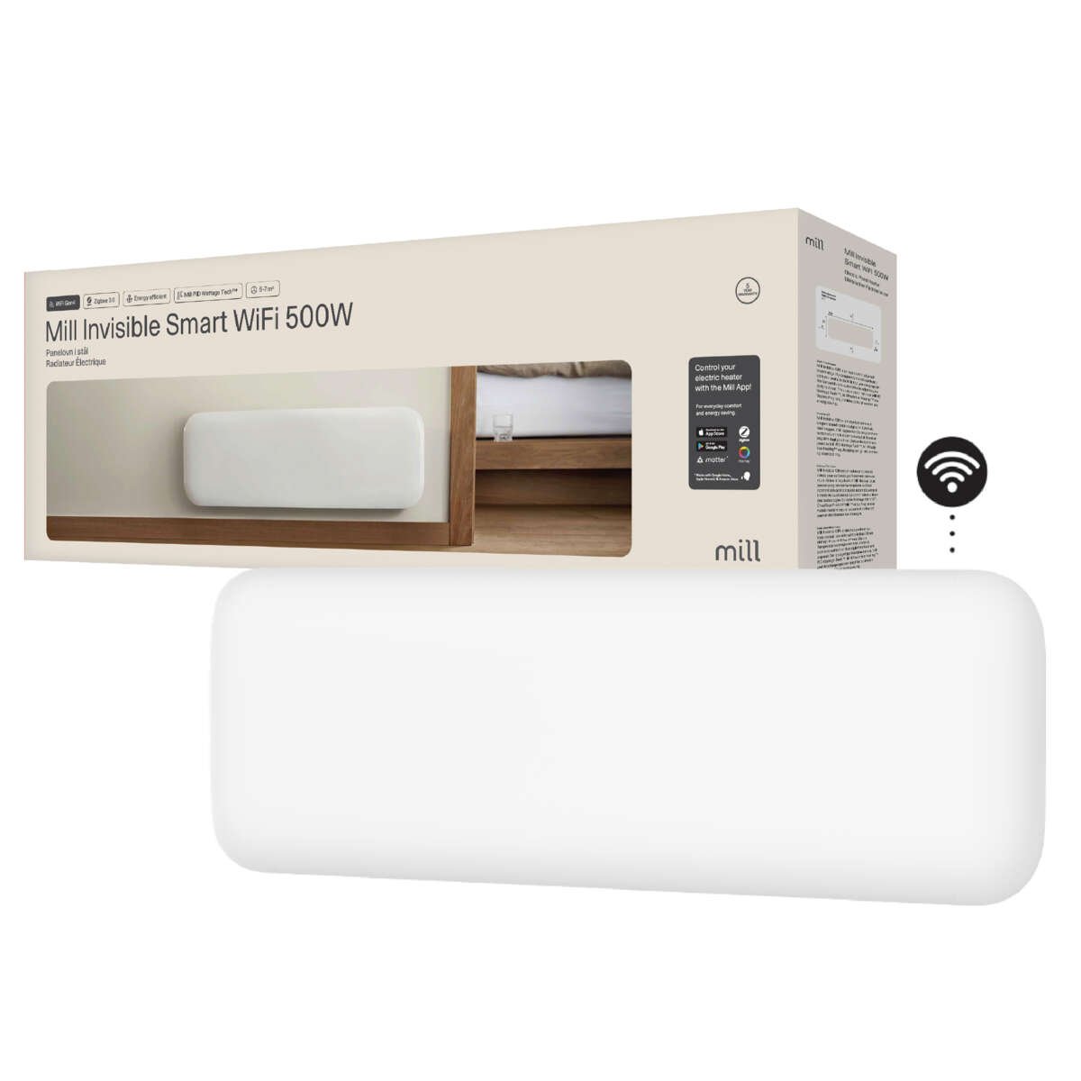 Mill Invisible Smart WiFi 500W Gen. 4 panelovn