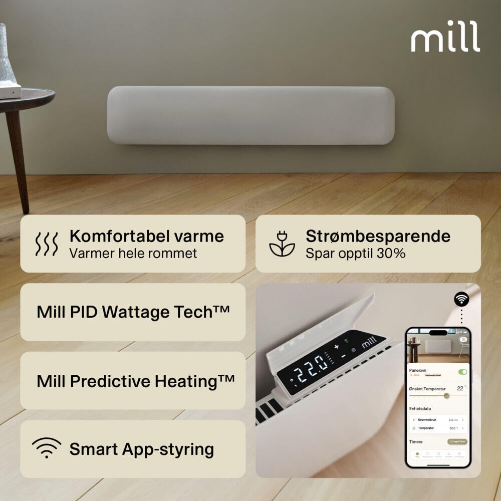 Mill Invisible Smart WiFi 1000W Gen. 4 panelovn