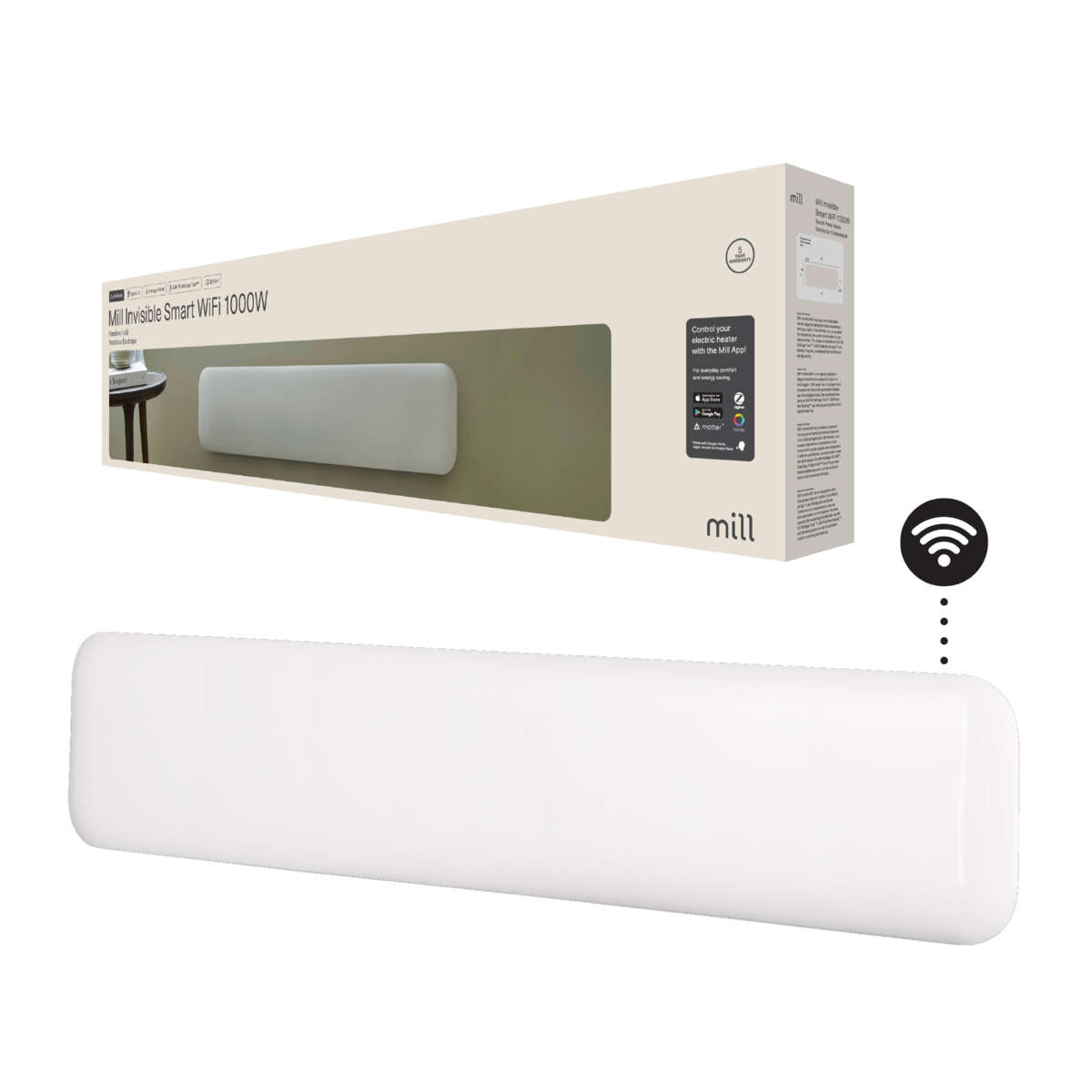 Mill Invisible Smart WiFi 1000W Gen. 4 panelovn