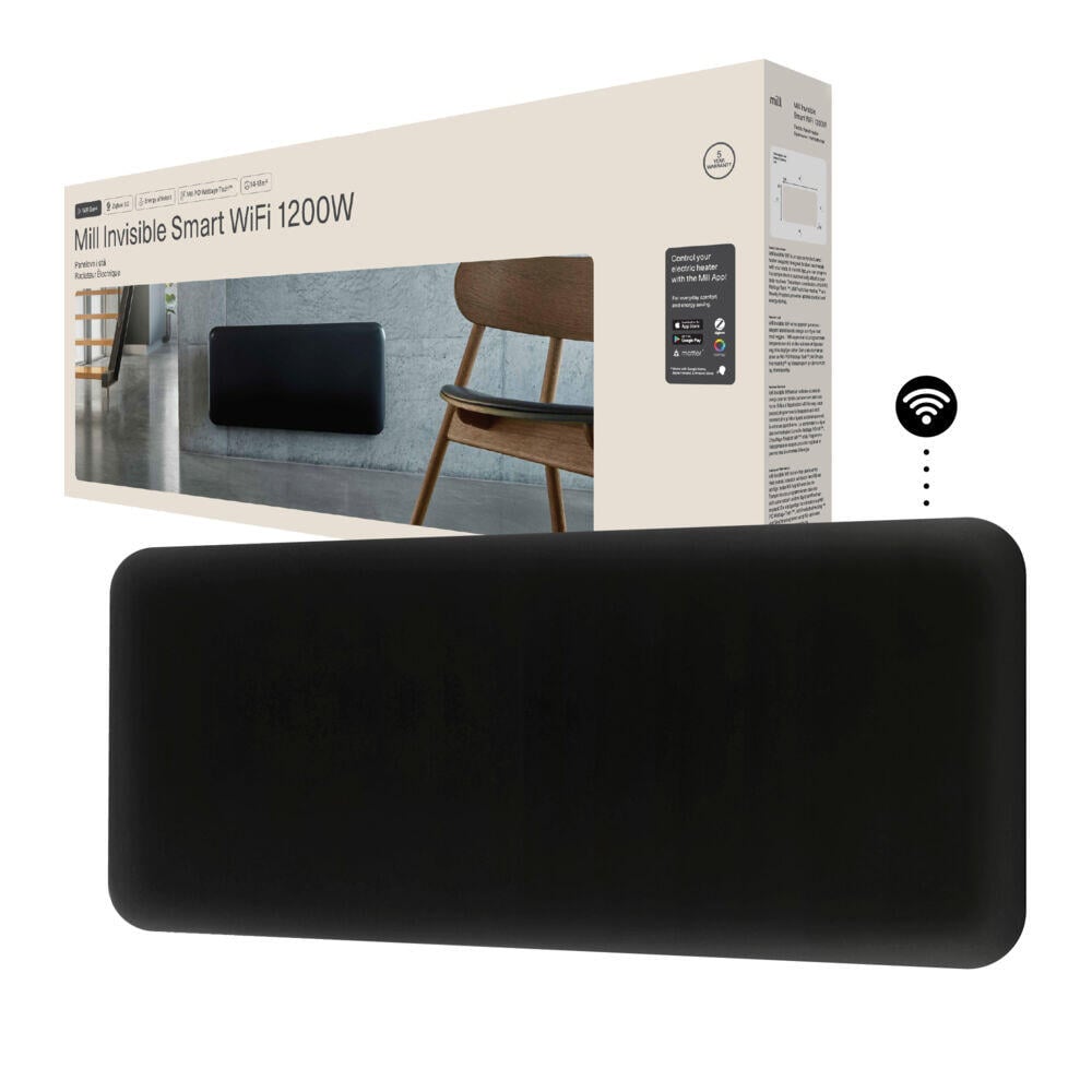 Mill Invisible Smart WiFi Gen 4 1200W sort panelovn