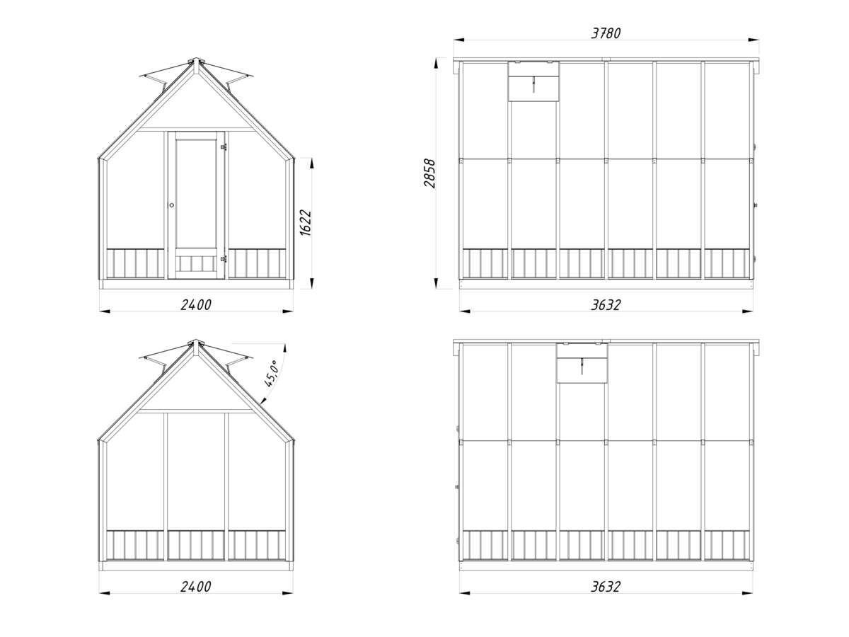 Palmako Emilia veksthus/hagestue 8,2 m²