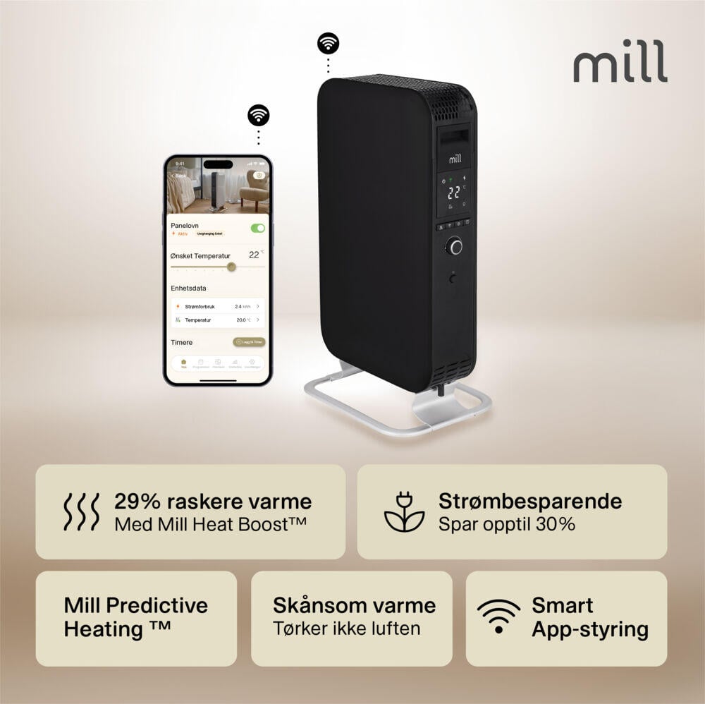 Mill Gentle Air WiFi 1500W oljefylt radiator
