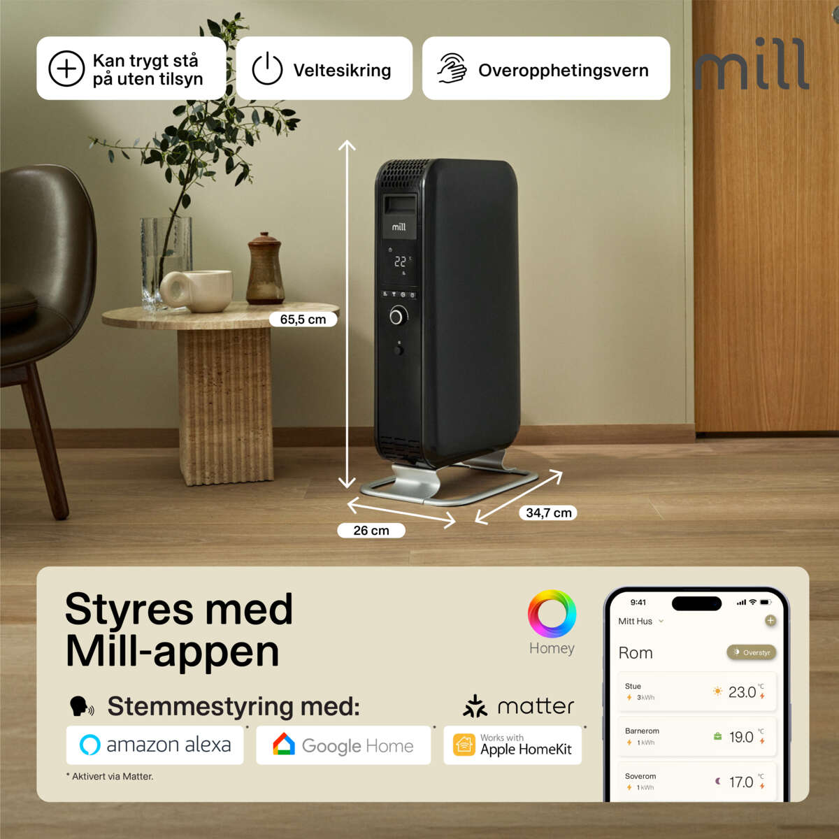 Mill Gentle Air WiFi Gen 3 1500W oljeovn