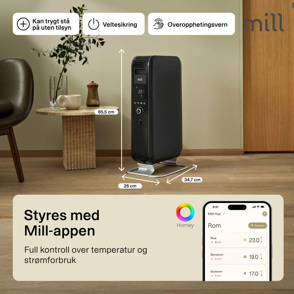 Mill Gentle Air WiFi 1500W oljefylt radiator