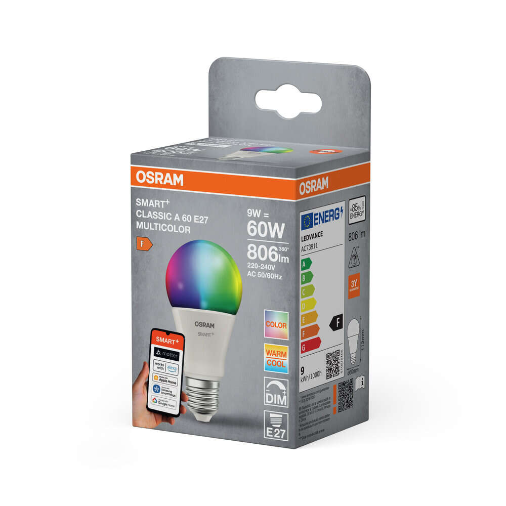 Ledvance SMART+ Matter Multicolor A60 9W E27 806lm