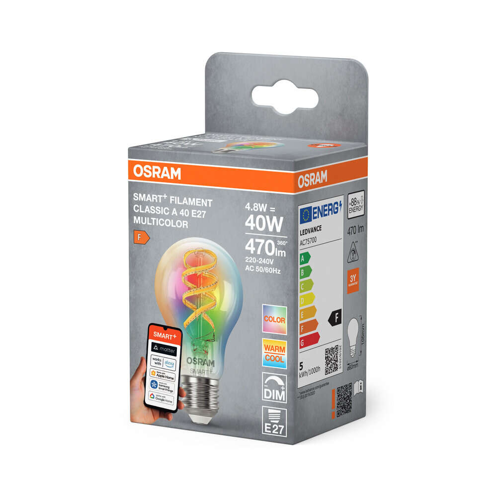 OSRAM Smart LED pære E27 4,8W RGBTW 470lm Klar