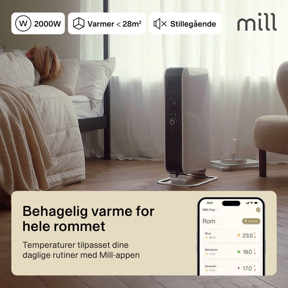 Mill Gentle AirWiFi 2000W oljefylt radiator