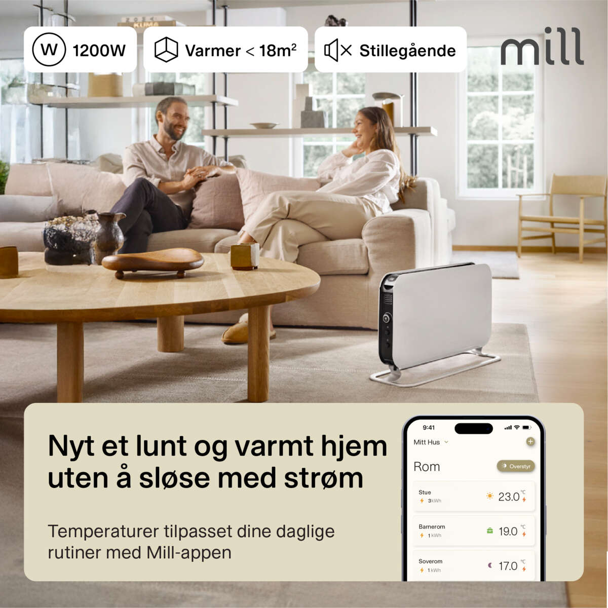 Mill WiFi 1200W gulvovn