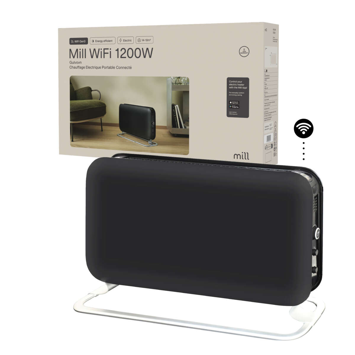 Mill WiFi gulvovn 1200W sort