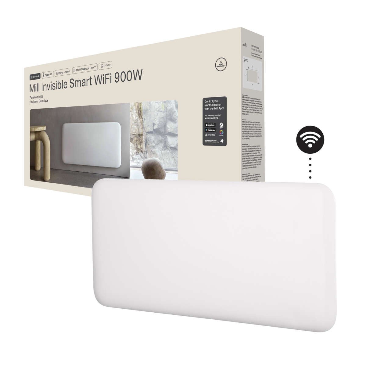 Mill Invisible Smart WiFi 900W Gen. 4 panelovn