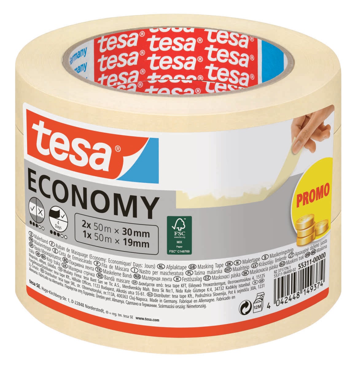 Tesa® Maskeringstape Economy 3 pk