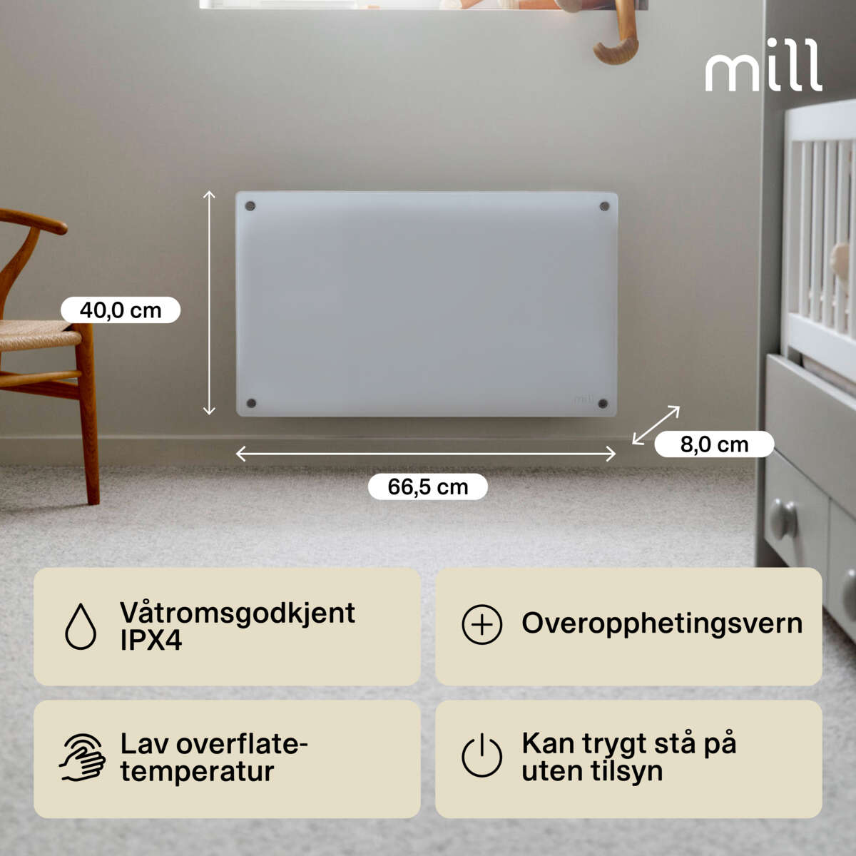 Mill Glass 600W panelovn