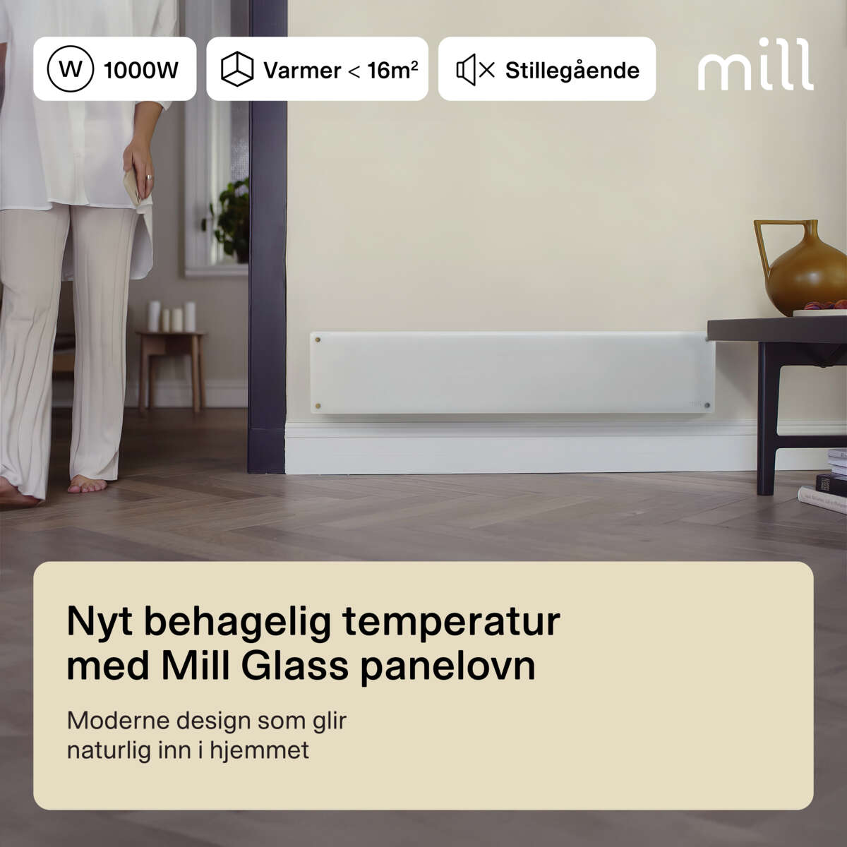 Mill Glass 1000W panellist panelovn