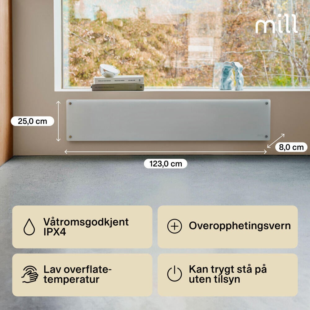Mill Glass 1000W panellist panelovn