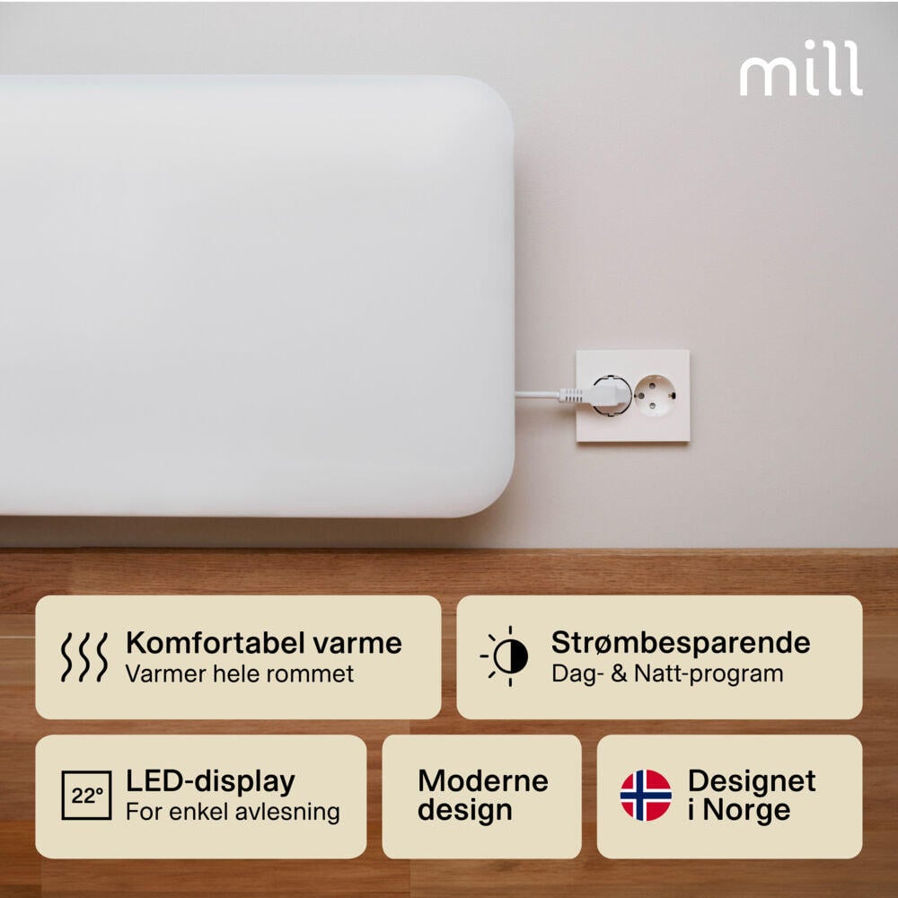 Mill Invisible 900W panelovn