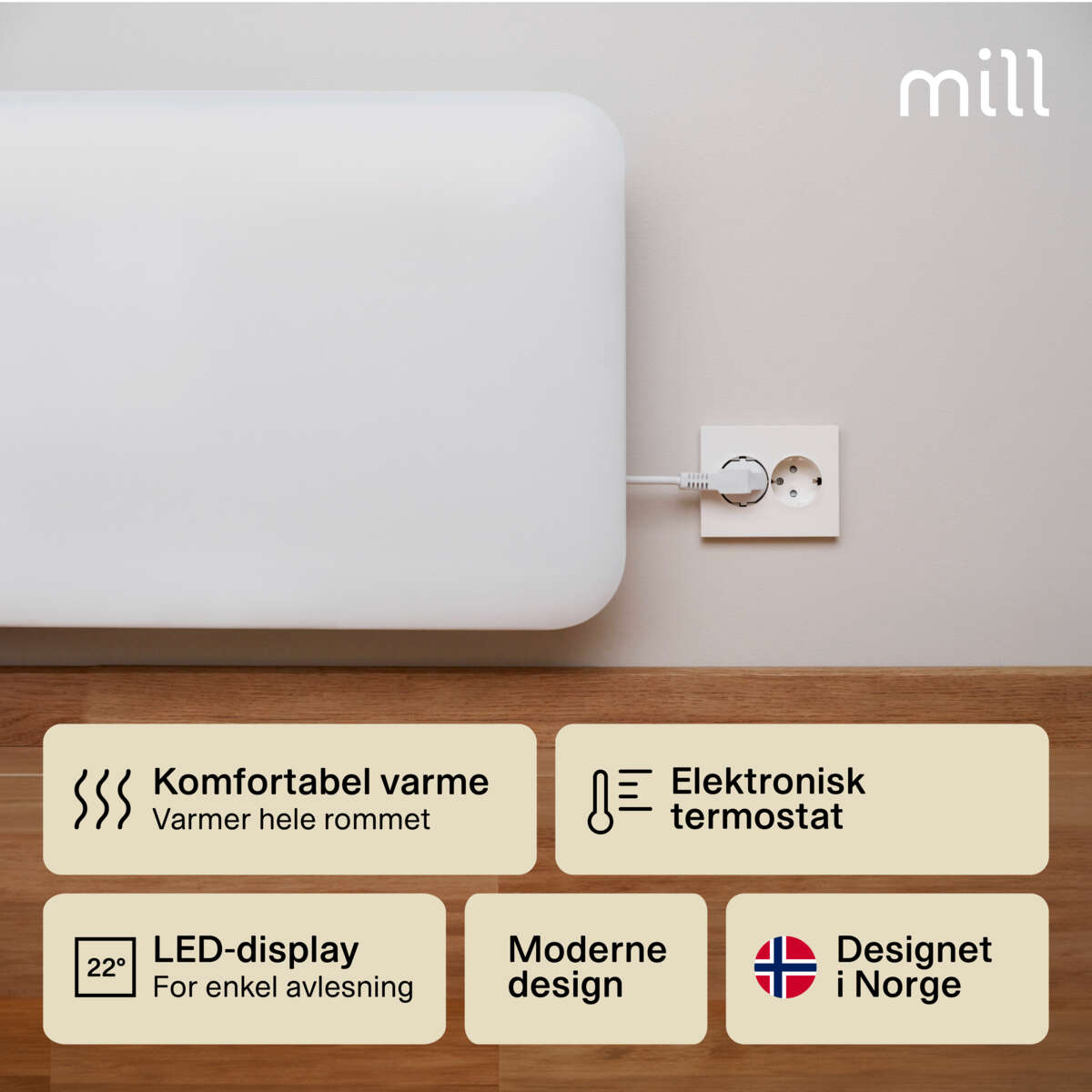 Mill Invisible 250W panelovn