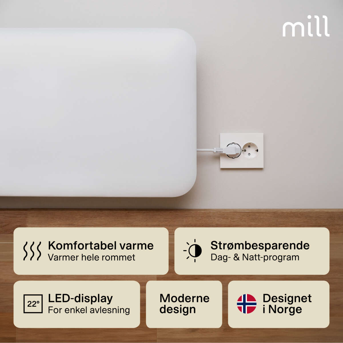 Mill Invisible 600W panelovn