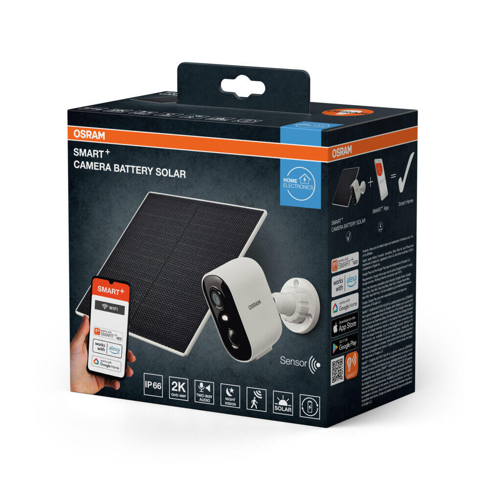 Osram Smart+ WiFi sikkerhetskamera og solcellepanel