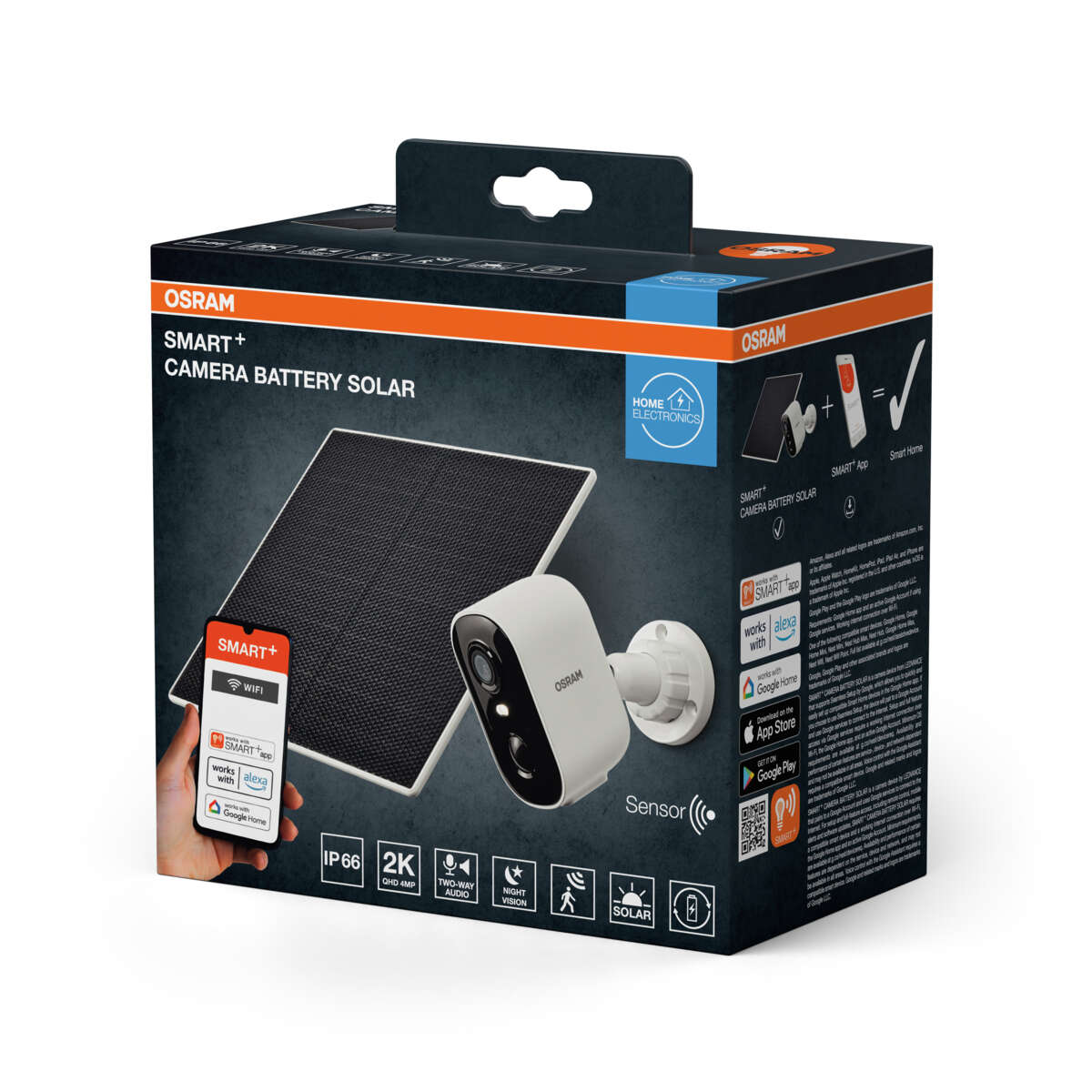 Osram Smart+ WiFi sikkerhetskamera og solcellepanel
