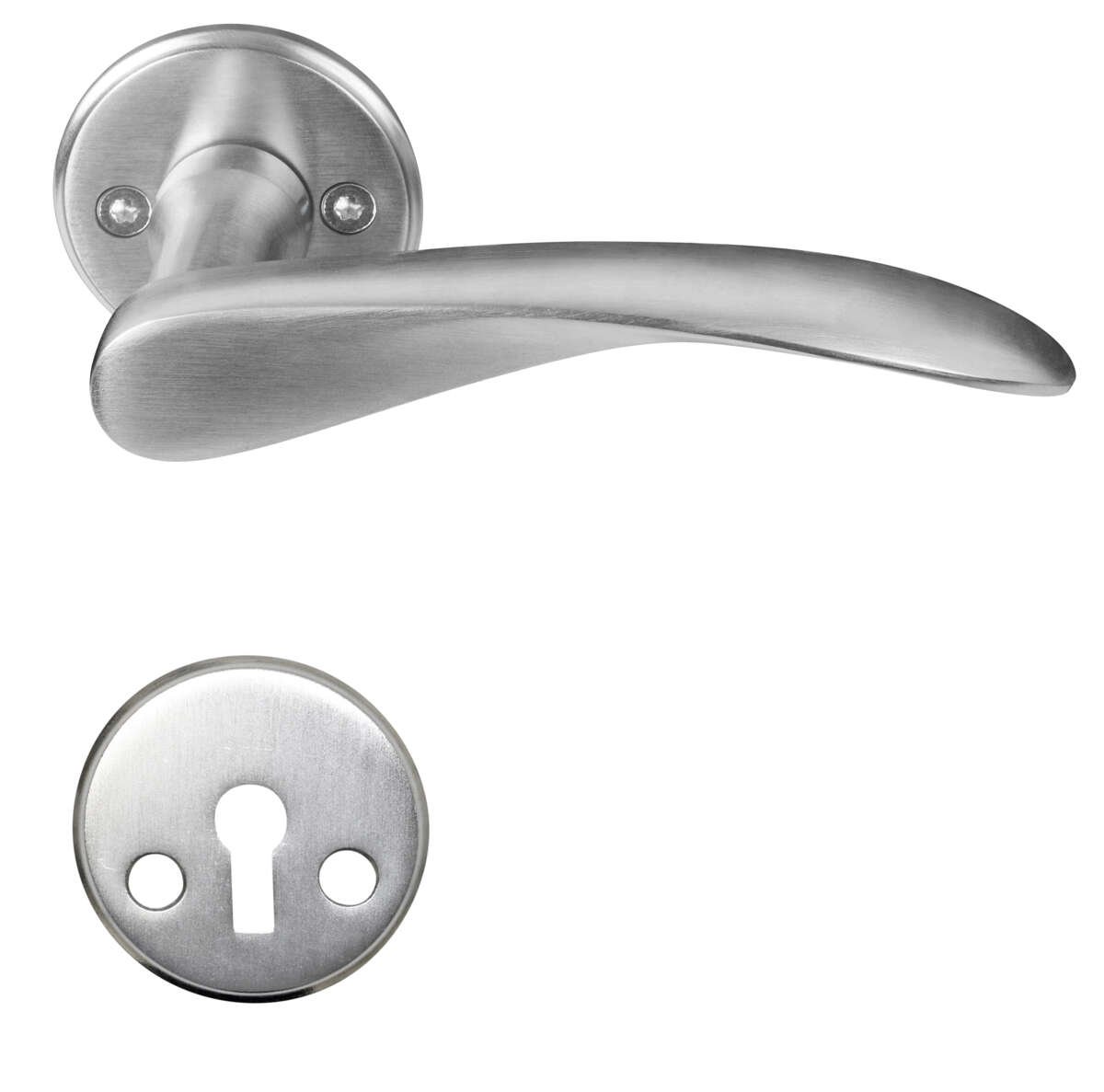 HOME It® dørhåndtak med rosetter, nøkkelskilt mattkrom