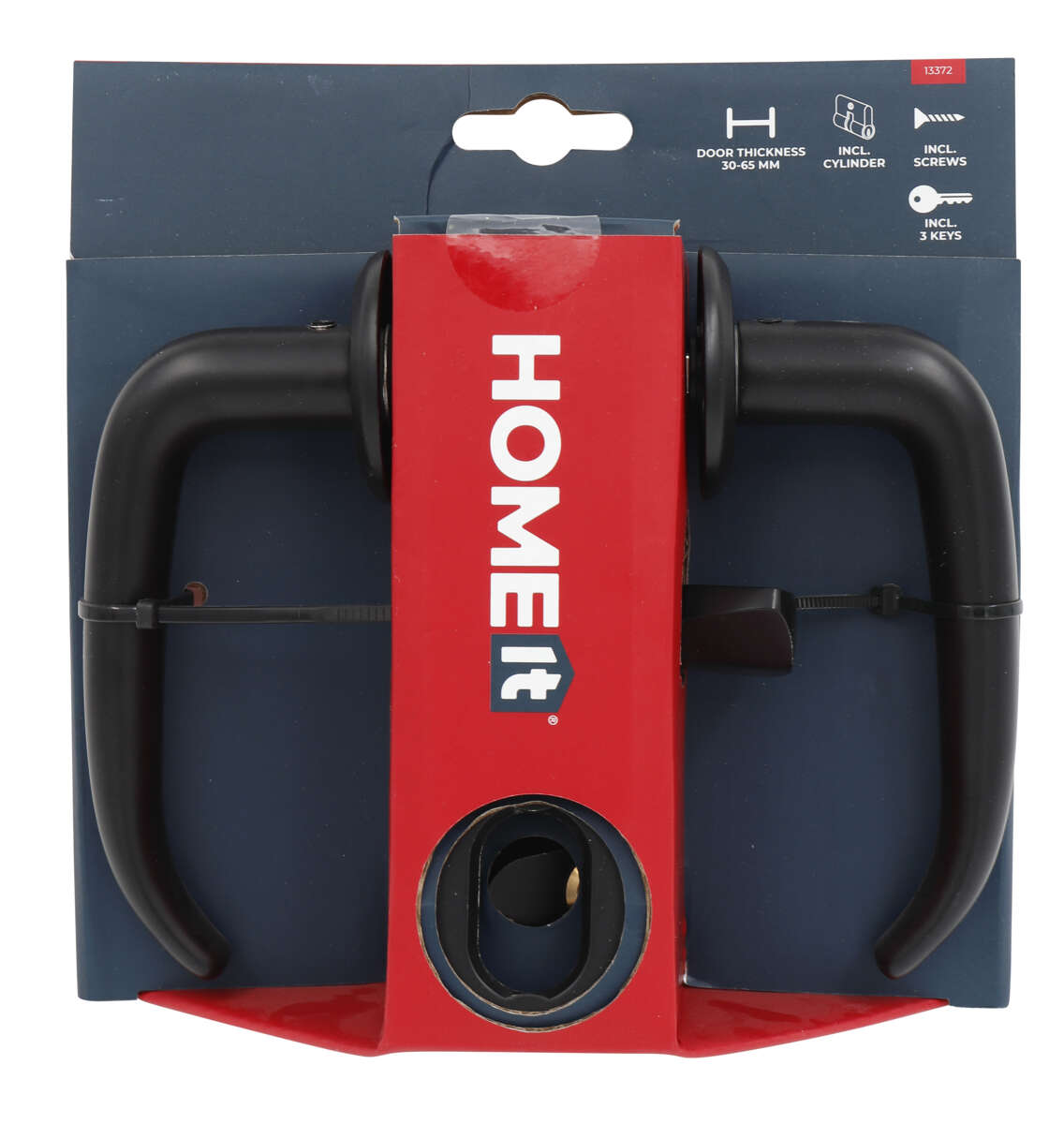 Home-it® dørhåndtakssett til hoveddør med 3 nøkler mattsvart