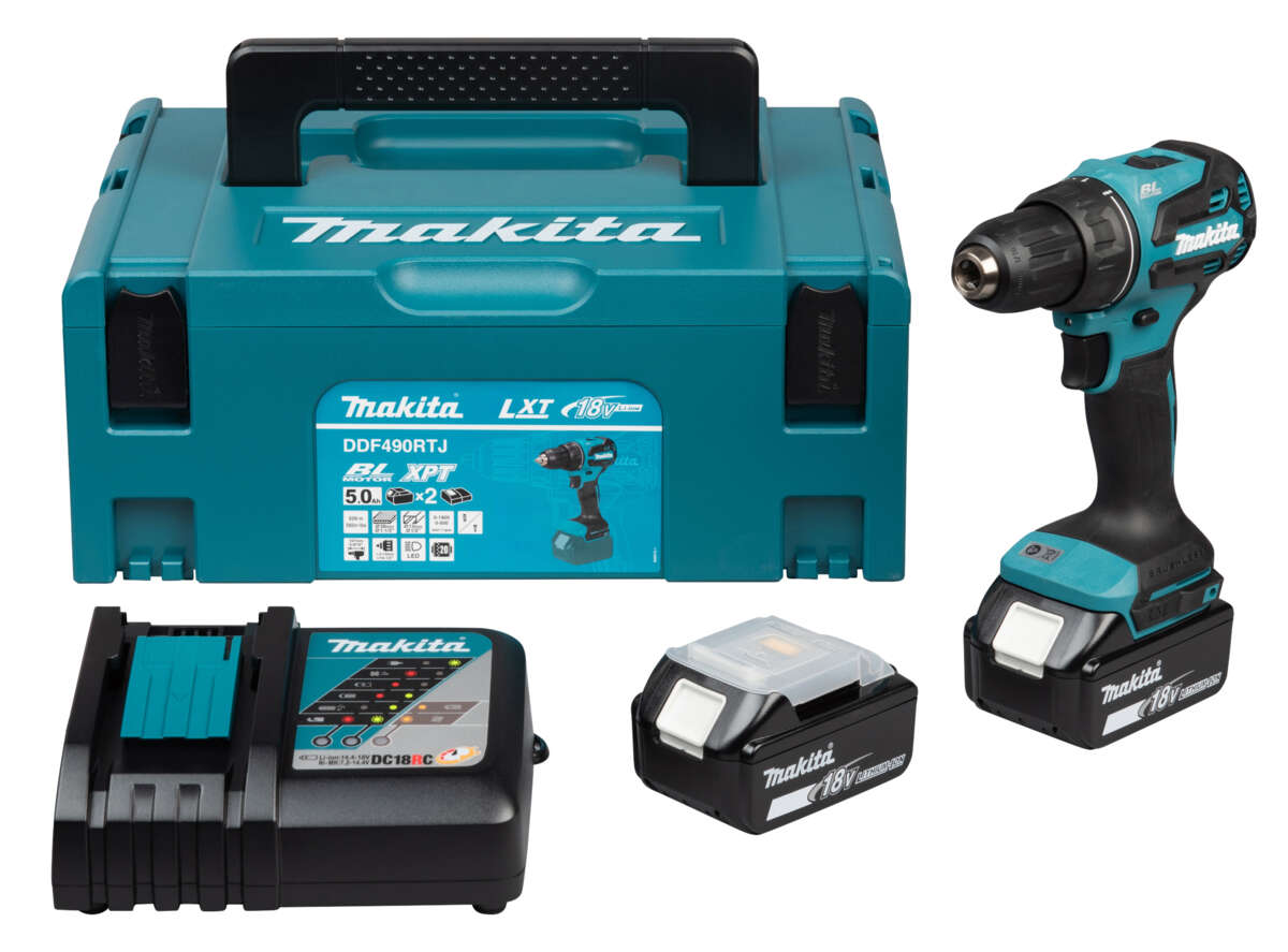 Makita DDF490RTJ 18 V borskrutrekker m/batteri