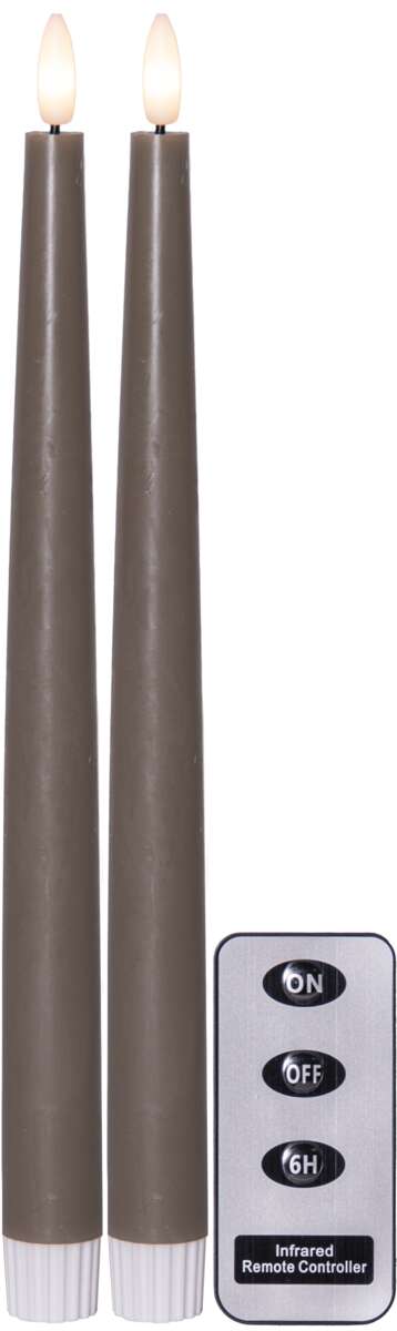 Flamme Slim Dinner LED kronelys m/fjernkontroll 2-pk