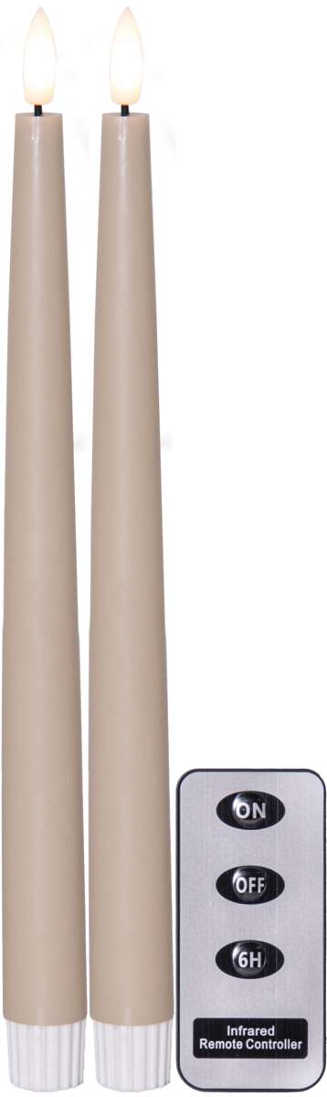 Flamme Slim Dinner LED kronelys m/fjernkontroll 2-pk