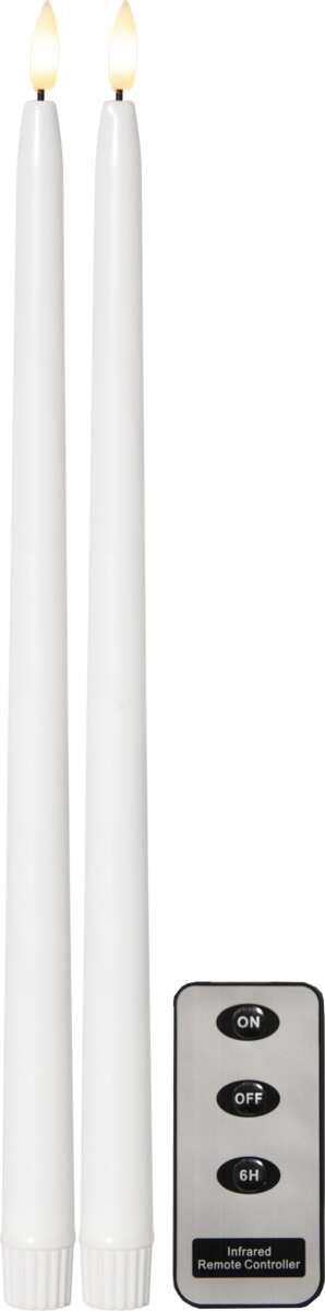 Flamme Slim Dinner LED kronelys m/fjernkontroll 2-pk