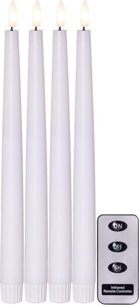 Flamme Dinner LED antikklys m/fjernkontroll 4-pk
