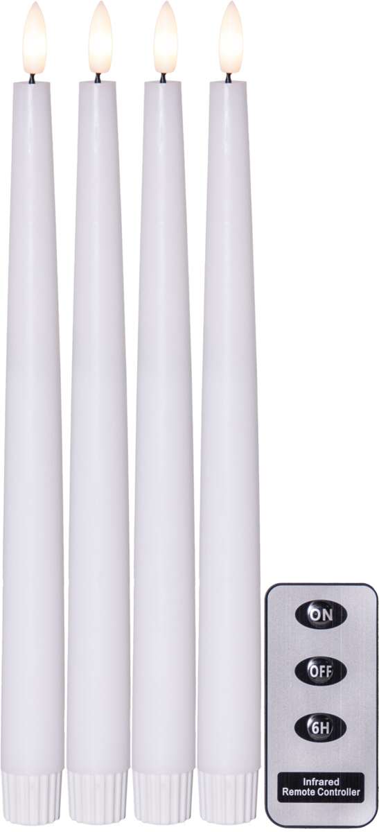Flamme Dinner LED antikklys m/fjernkontroll 4-pk