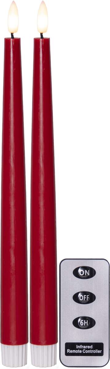 Flamme Slim Dinner LED kronelys m/fjernkontroll 2-pk