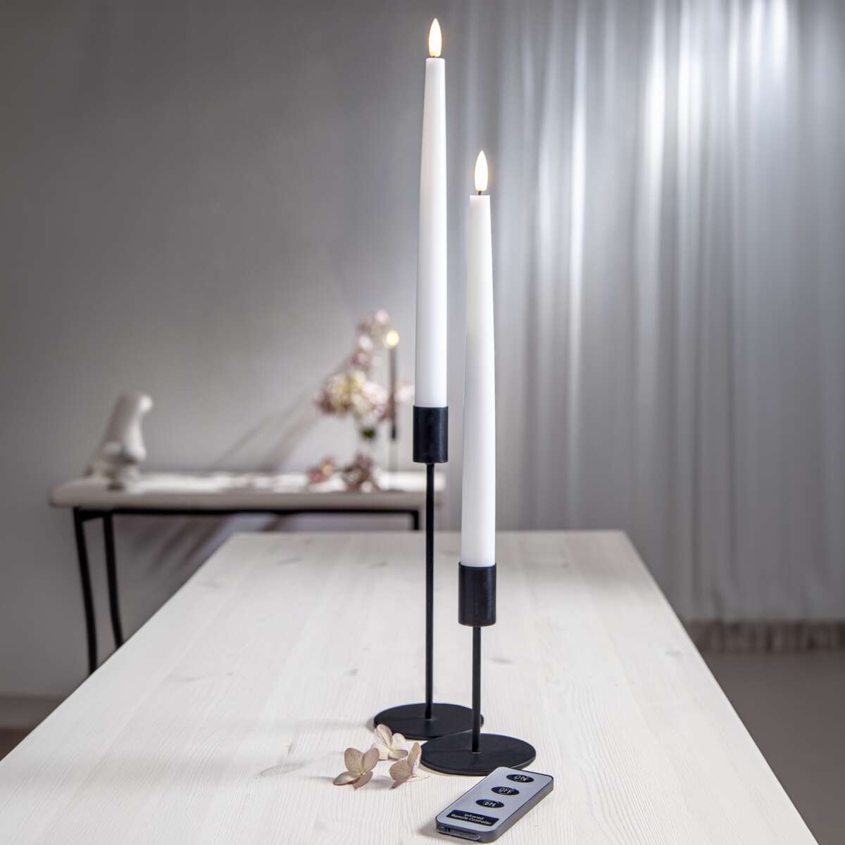 Flamme Slim Dinner LED kronelys m/fjernkontroll 2-pk