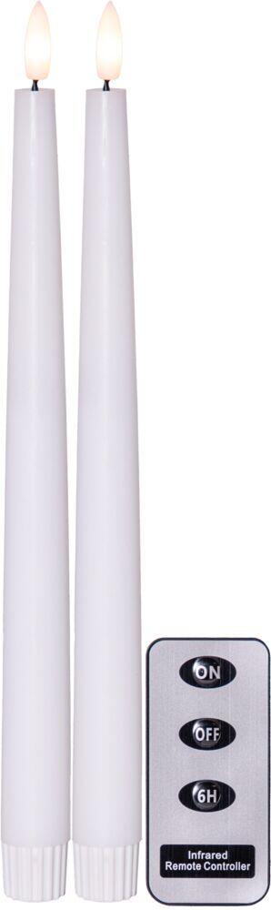 Flamme Slim Dinner LED kronelys m/fjernkontroll 2-pk