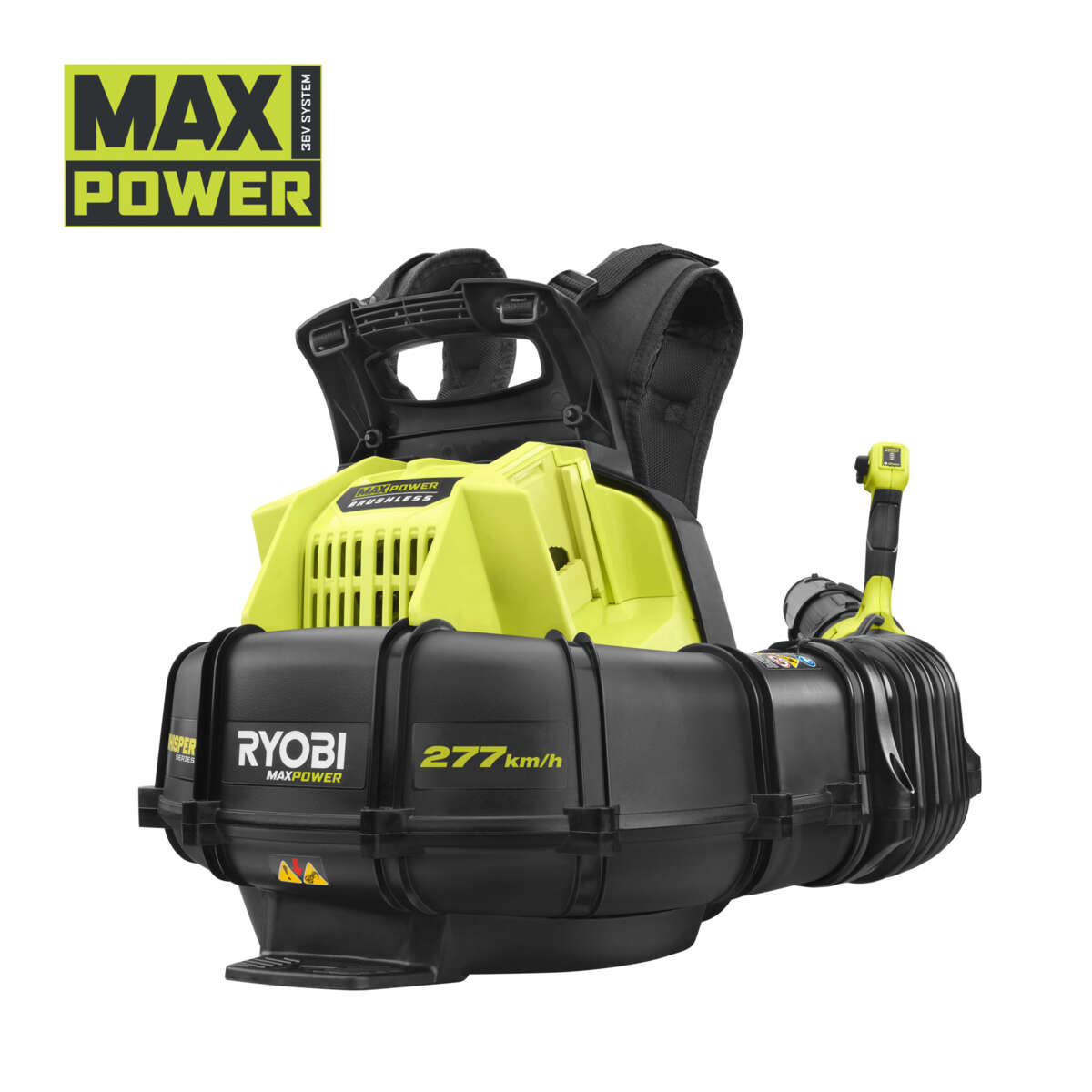 Ryobi Max Power RY36BPXB-0 Whisper™ ryggsekk løvblåser u/batteri