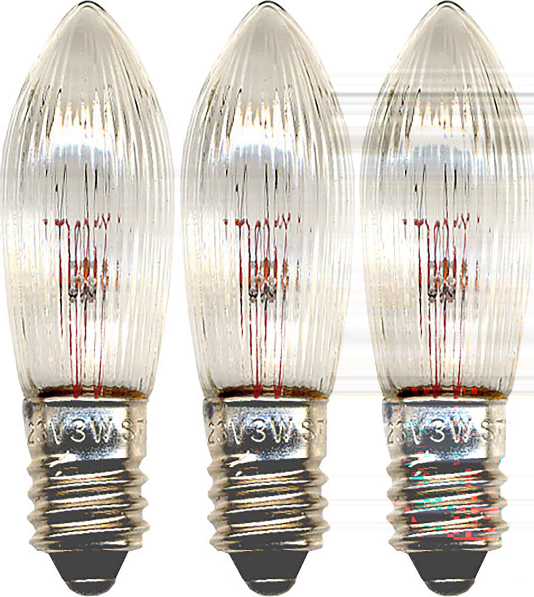 Lyspære E10 3W til 4/5- armet adventstake 3-pk
