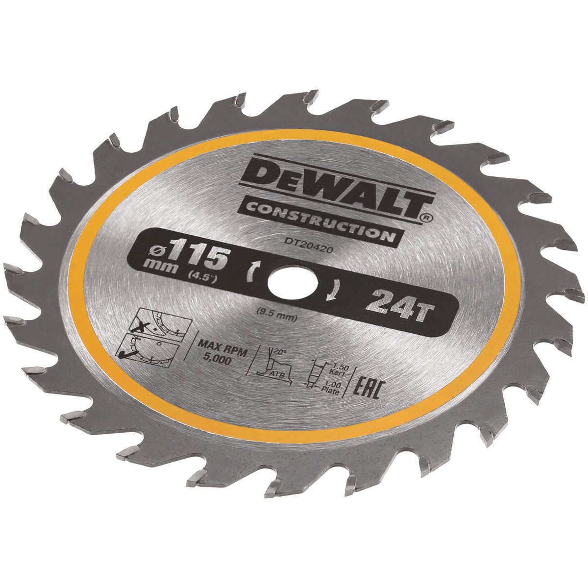Dewalt DT20420-QZ Sirkelsagblad 115mm 24T TCT Z konstruksjonsblad