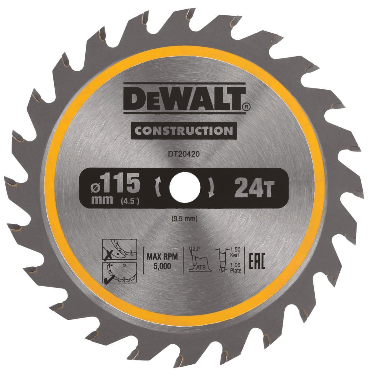 Dewalt DT20420-QZ Sirkelsagblad 115mm 24T TCT Z konstruksjonsblad