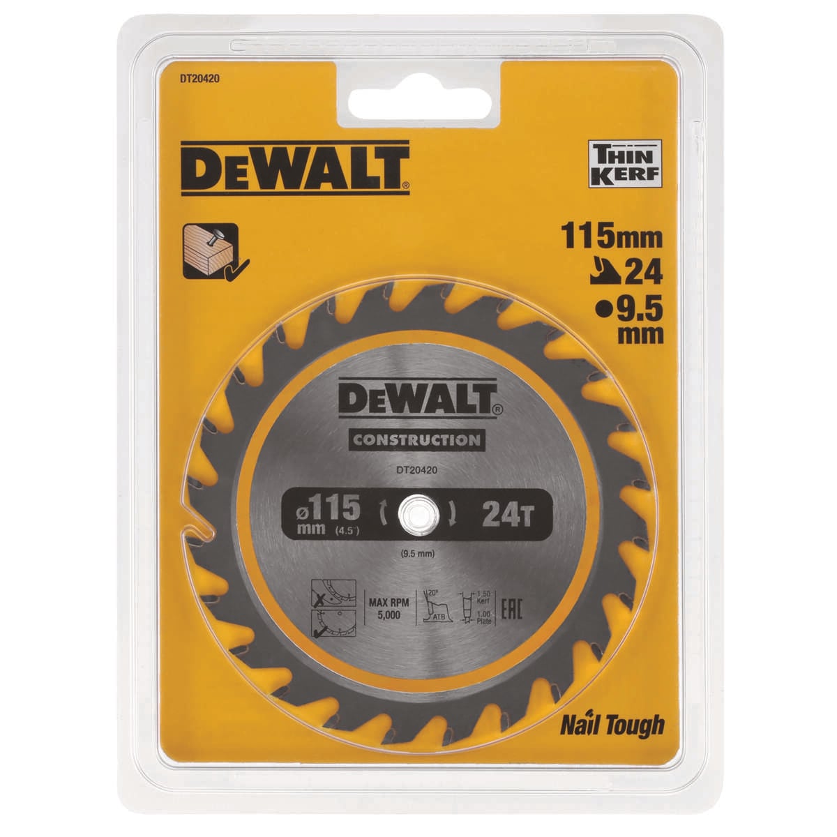 Dewalt DT20420-QZ Sirkelsagblad 115mm 24T TCT Z konstruksjonsblad