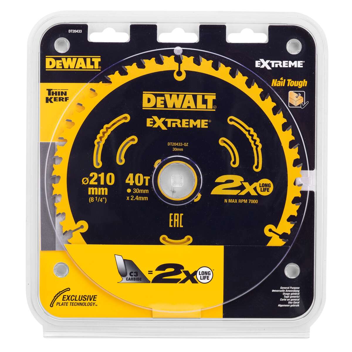 Dewalt DT20433-QZ Sirkelsagblad 210x30x2,4mm, 40Tenner