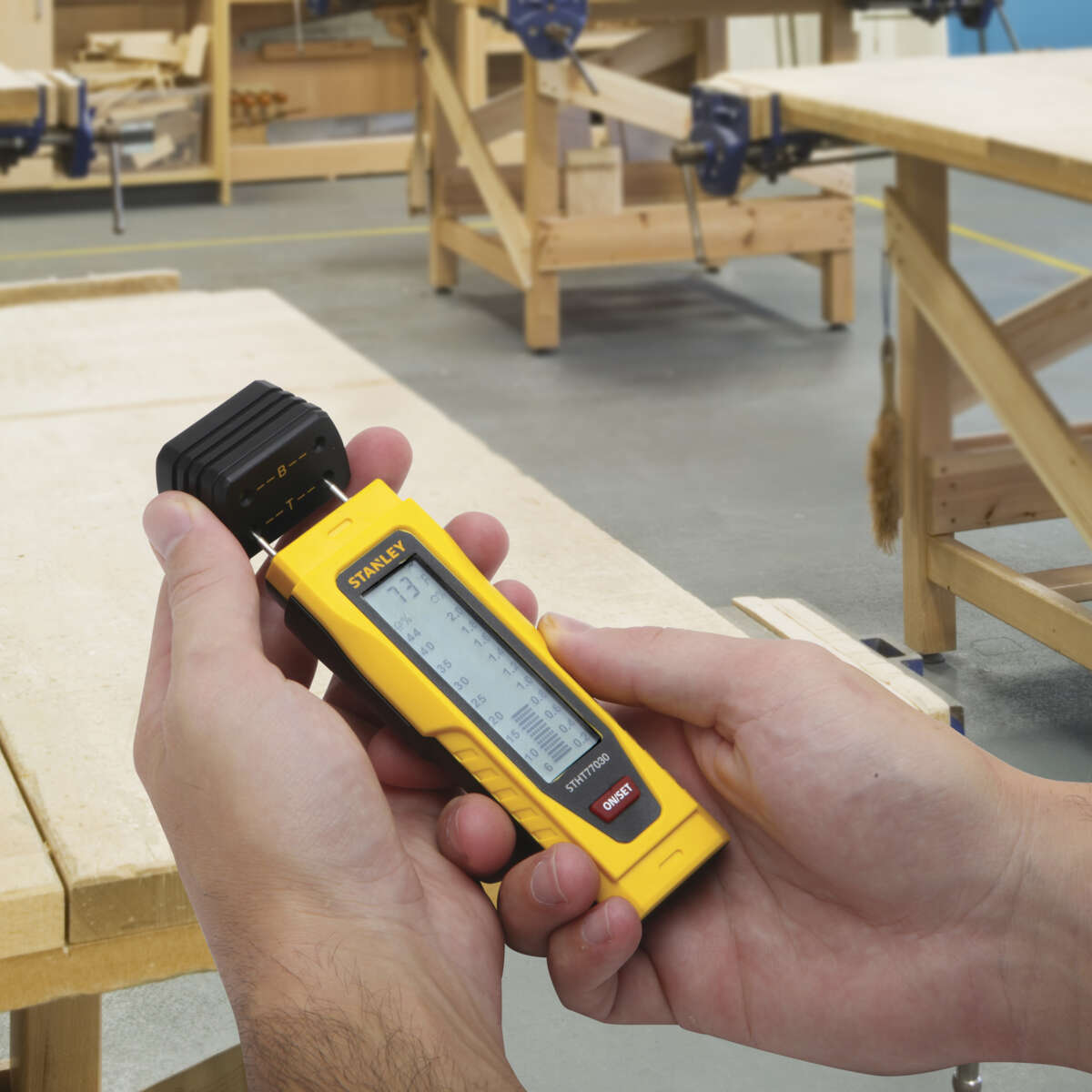 STANLEY Fuktmåler for tre og byggematerialer. LCD-skjerm.