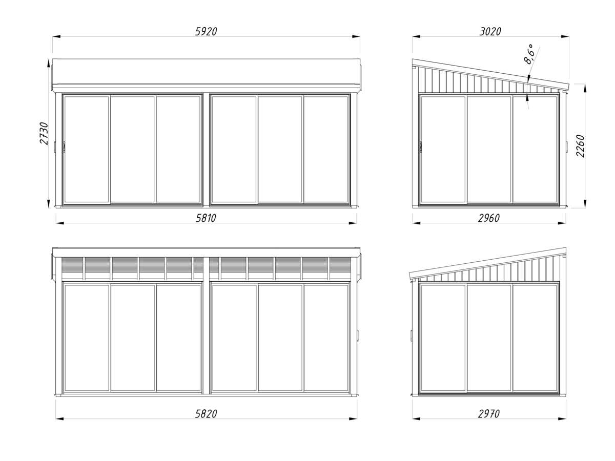 Palmako Lumi Slide Plus hagestue 16.2 m2