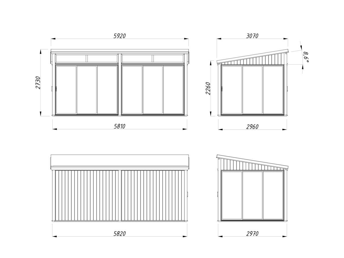 Palmako Saga Slide Plus hagestue 16.2 m2