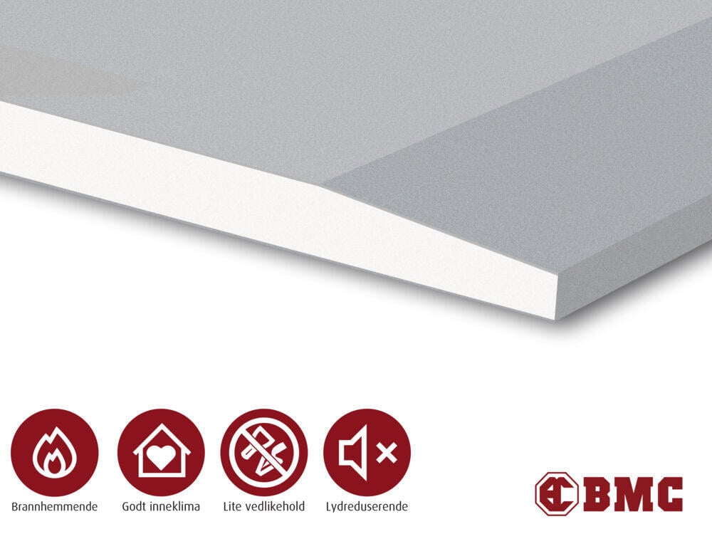 Gipsplate Brann 15x1200x2700 mm innvendig