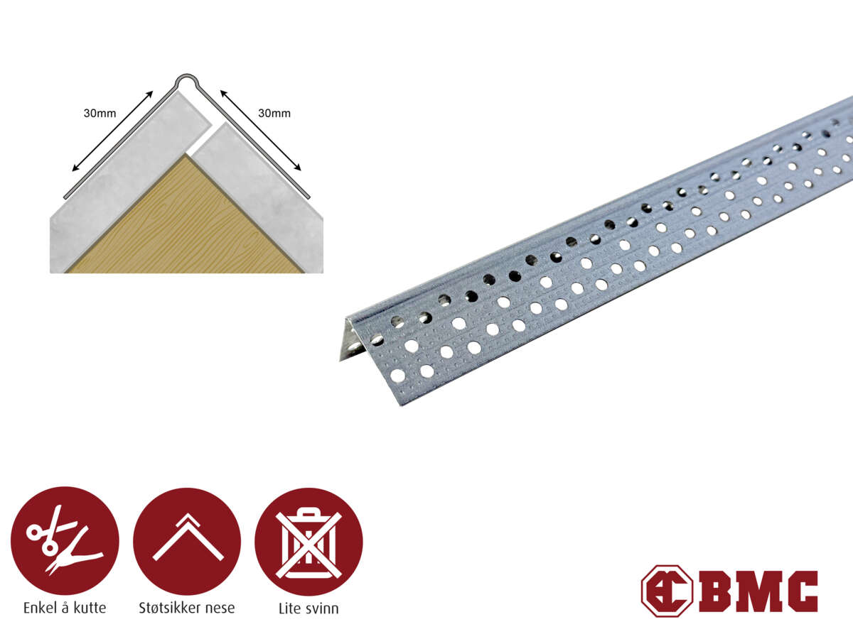 Hjørnebeslag stål enkle lag gips