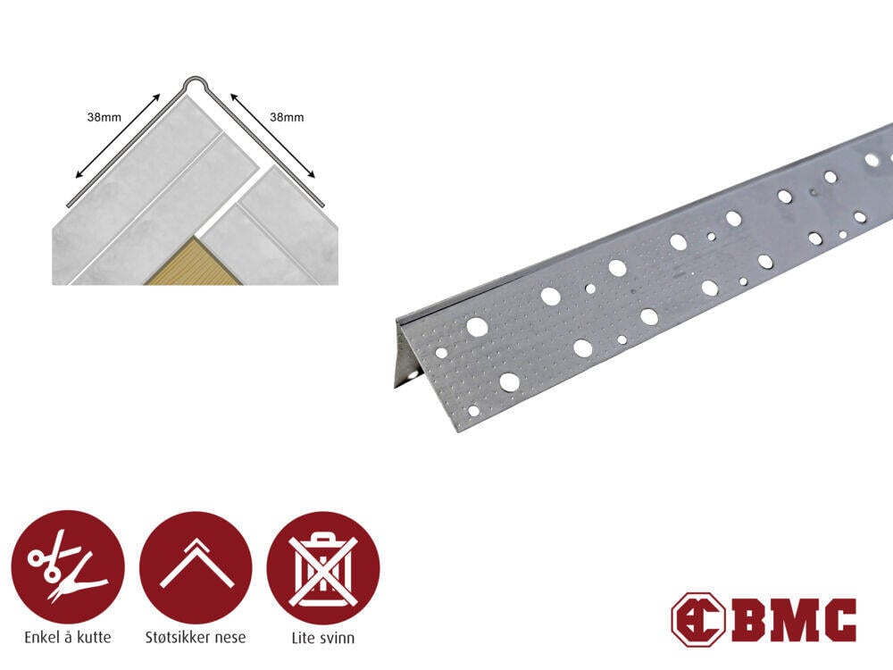 Hjørnebeslag stål doble lag gips