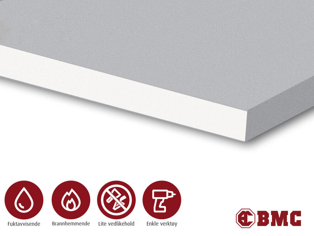 Gipsplate GU 9,5x1200x2800mm utvendig