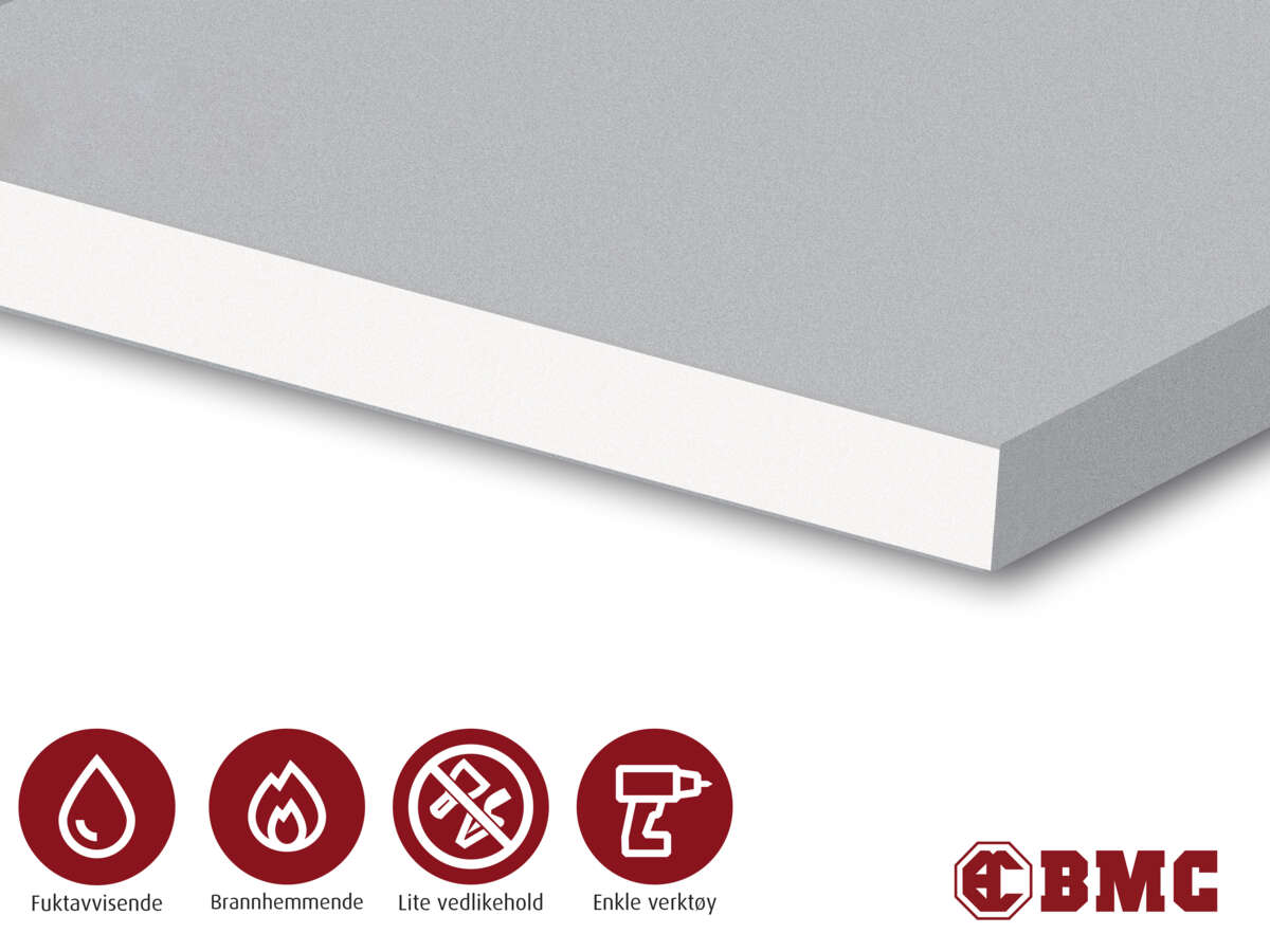 Gipsplate GU 9,5x1200x2700 mm utvendig