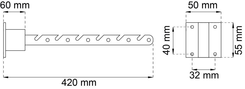 Habo 740 sort vegg tørkestang